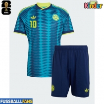 Kolumbien James Rodriguez #10 Auswärts Trikotsatz Kinder EM 2024 Kurzarm (+ Kurze Hosen)